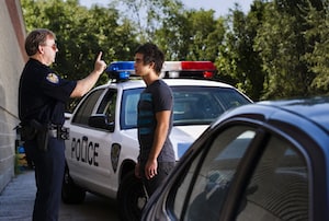 Police Officer Performing Sobriety Test